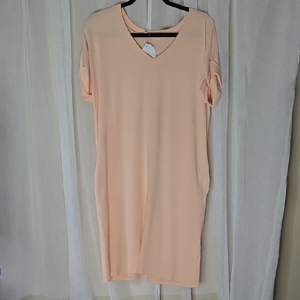 Zenana Outfitters Peach Short Sleeve Dress